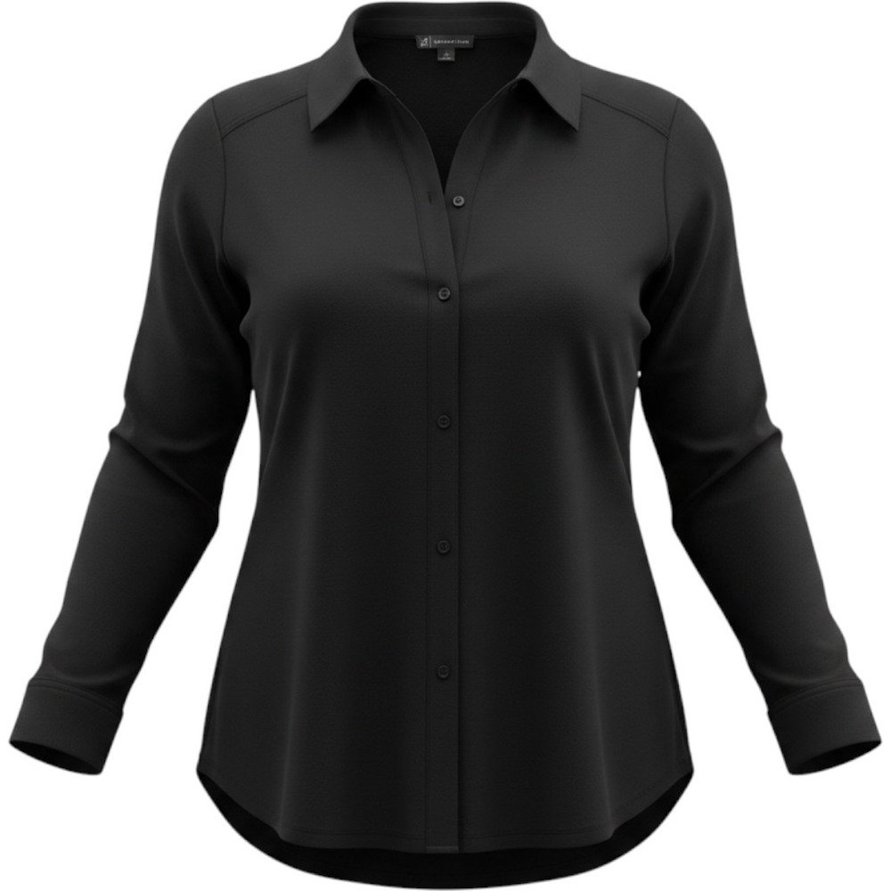Adrianna Papell Women M Black Button Down Long Sleeve Stretch Blouse AD1S301375